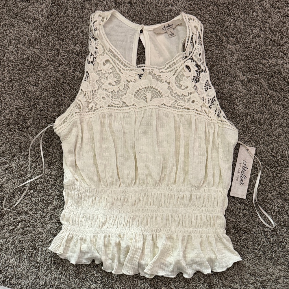 Andree Ivory Lace Sleeveless Blouse